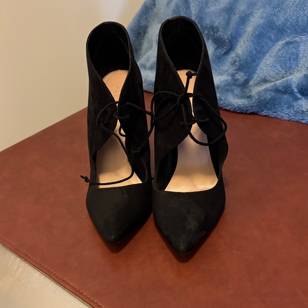Aldo Black Lace-Up Heels
